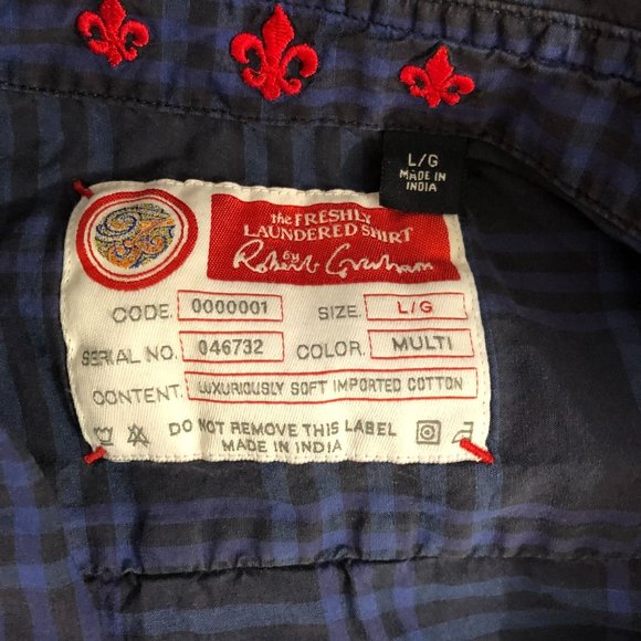 Robert Graham Casual Dress Lrg Blue Black Plaid Button Shirt - Picture 5 of 5